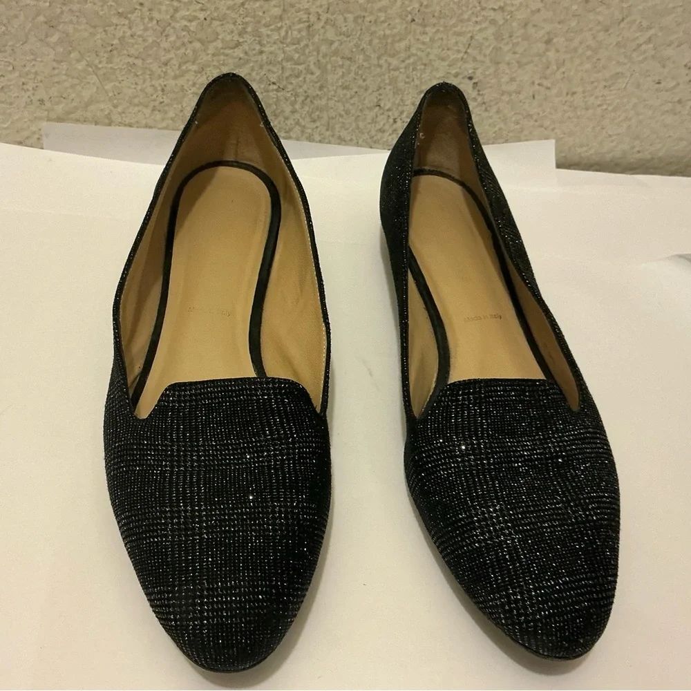 Ron white Black Sparkle Pointed Toe Slip-On Flats size 40